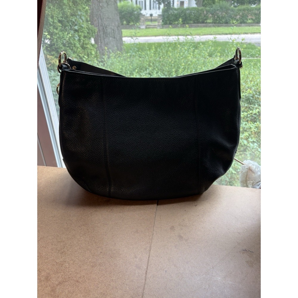 Michael Kors Black Pebbled Leather Hobo Shoulder Bag Tassel Charm Large Purse - Picture 3 of 8